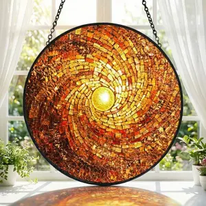 Rainbow Sun Suncatcher – Celestial Window Hanging – 60th Birthday Gift for Dad – Stained Glass Art