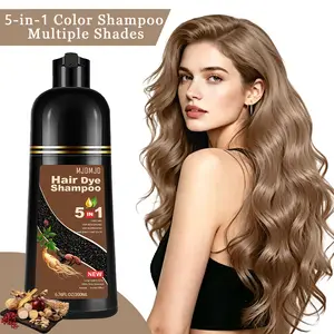 5-in-1 Light Brown Hair Dye Shampoo, Herbal Hair Color with Ginseng, Instant Gray Coverage, Long-Lasting Natural Color, Easy Home Use for Men & Women, 200ml