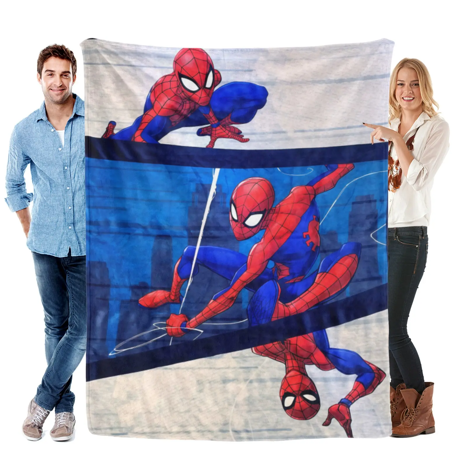 [SummerVibes] Marvel Spider Man Minimalist Logo Flannel Blanket, Ultra Soft Microfiber, Breathable And Quick Dry, Perfect Summer Home Decor