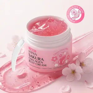 1pc/2pcs Sakura Collagen Jelly Cream, Hydrating Face Cream, Collagen & Vitamin C & E, Niacinamide, Hyaluronic Acid, Hydrating Skincare, Moisturizing, Beauty Essentials, Glass Glow Skin