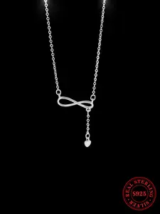 S925 Sterling Silver Simple Infinity Symbol Design Pendant Necklace for Women & Girls, Fashion Jewelry for Party, Daily Decor, Trendy All-match & Exquisite Jewelry for Birthday Gift