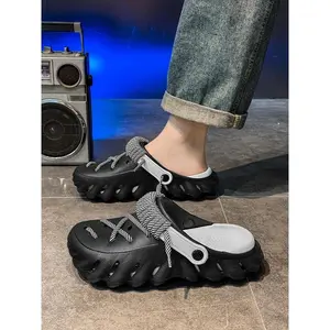Unisex's Minimalist Casual Lace Up Clogs, Trendy Soft Non-slip Comfortable Clogs, Fashionable Shoes for Indoor & Outdoor Wear(Sheets)