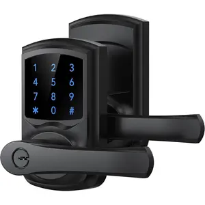 Keyless Entry Door Lock with Handle, Digital Keypad Door Knob,   Lock with Code, Touchscreen, Auto-Locking, Matte Black