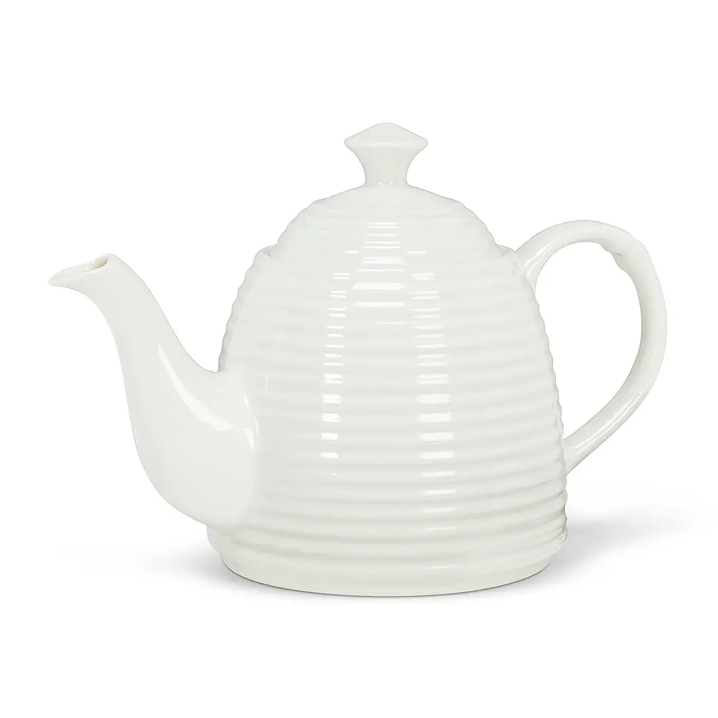 9.5 in. Beehive Shaped Teapot, White