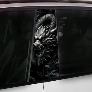 2 Piece Dragon Fantasy Car Window Door B Pillar Stickers, Waterproof Self-Adhesive Vinyl Decals for Cars Trucks Suvs, Easy Peel & Stick