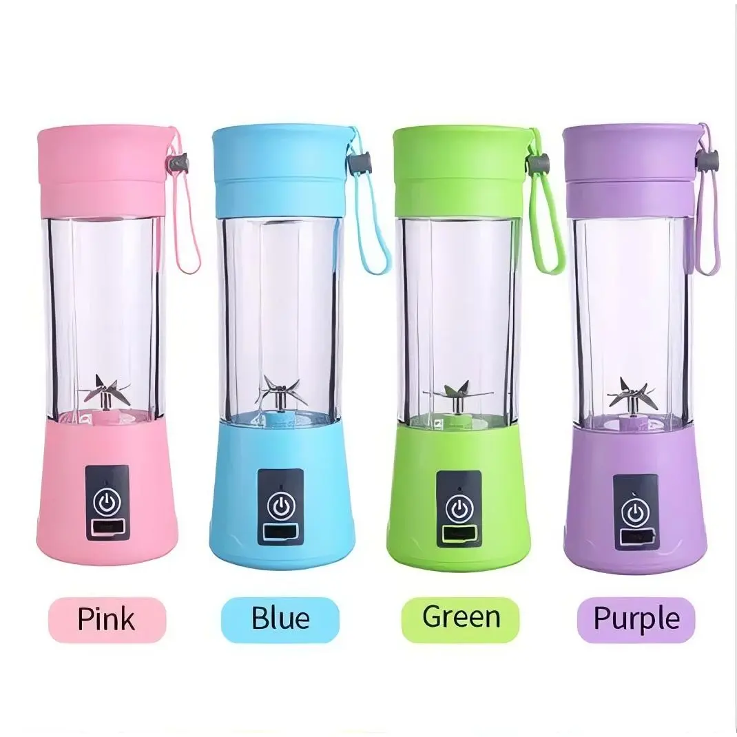 Portable USB Rechargeable Blender Cup with 4 Pastel Colors - Compact Design for Gym Office Travel - Stainless Steel 4-Blade System - Pink Blue Green Purple Options