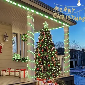 Large PVC Garland with Lights Candy Cane Green White Rope Light ABS Material Simple Product Name for Wedding Decorations Vibrant Red LED Energy Efficient Flexible Installation