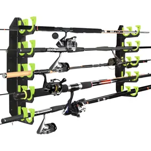 Fishing Rod Holders, Fishing Pole Holders for Garage, Wall or Ceiling Mounted Fishing Rod Rack Holds Up to 10 Rods(2 Pack)