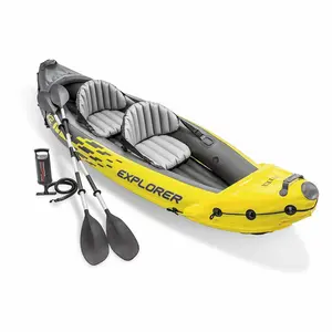 Intex 68307EP Explorer K2 2 Person Inflatable Kayak Set and Air Pump, Yellow Intex 68307EP Explorer K2 2 Person Inflatable Kayak Set and Air Pump, Yellow