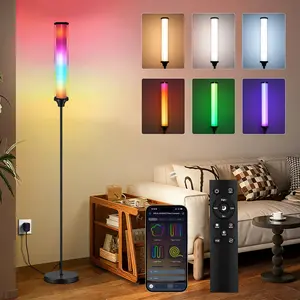 FRIDEKO HOME Smart RGBCW LED Floor Lamp 12W 1500LM with App & Remote Control for Living Room Gaming Decor Multi-Zone Color Control Real-Time Music Sync Built-in Microphone