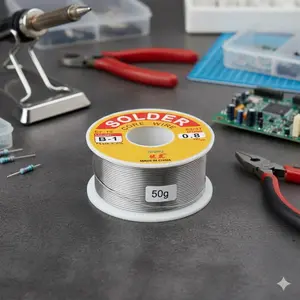 Low-Temp Fast-Melt Eco-Friendly Solder Wire, 2% Flux Core, High Fluidity Tin Alloy for Electronics PCB Repair, Precision Welding Tool Accessory, 50g 100g Spool, Low-Residue Durable Wire for DIY Electrical Component Maintenance and Metal Parts Soldering