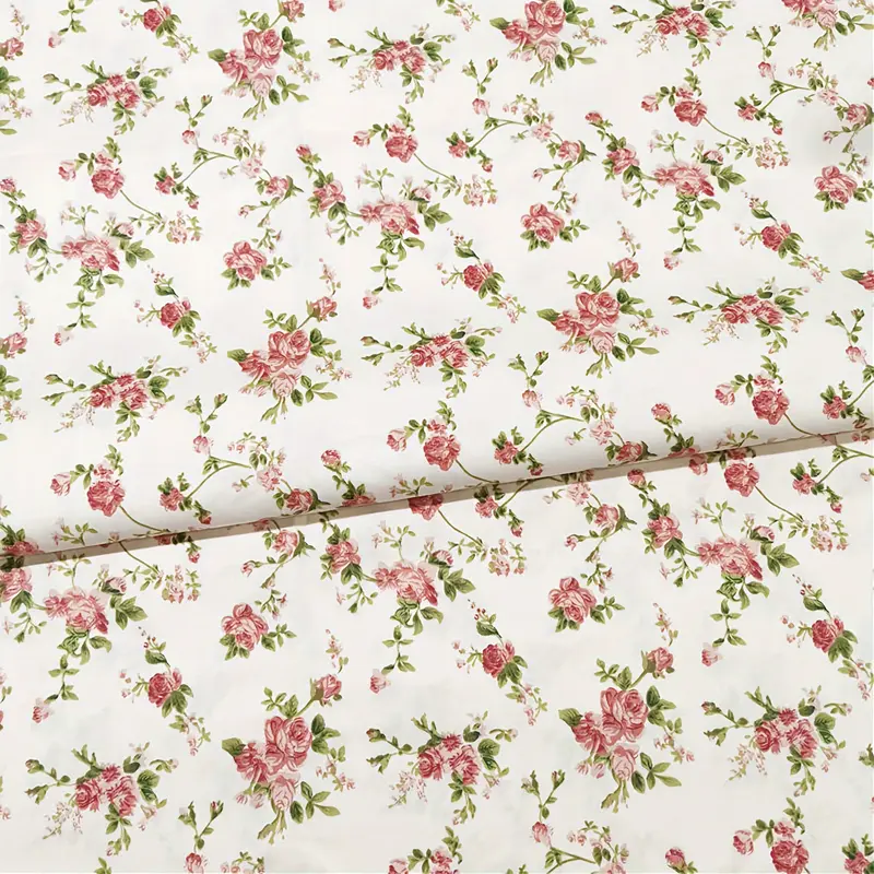 1pc Red Floral Print 100% Cotton Precut - Soft, Breathable & Durable Craft Material for DIY Sewing, Quilting, Doll Clothes, Upholstery & Patchwork - Machine Washable, Sewing Supplies Accessories