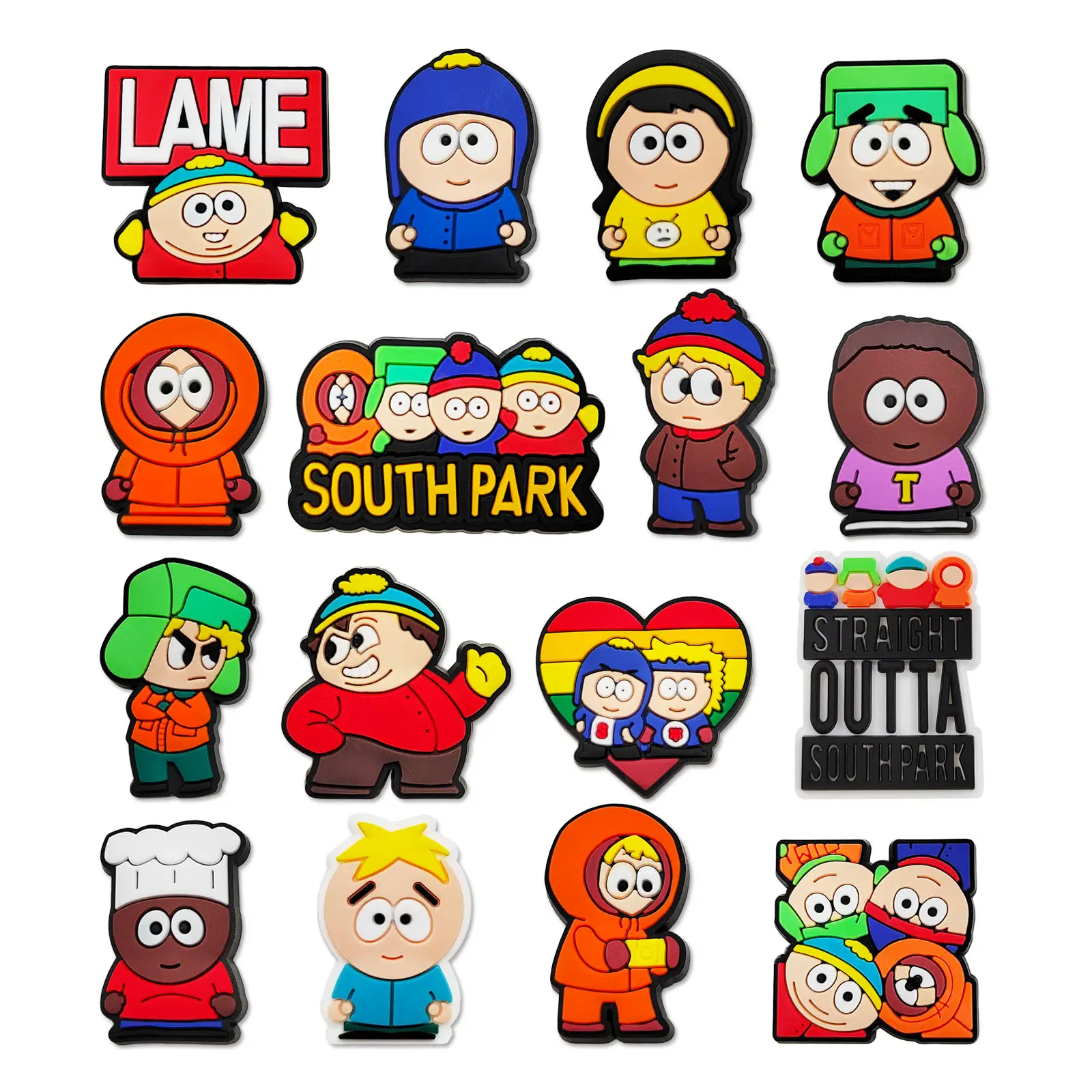 Cartoon Southern Town Boy Croc Shoe Charms for Kids Boys Girls Women Men PVC Wristband Sandals Clog Accessories Party Favor with Dragon and Character Designs