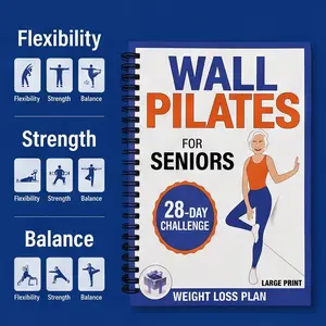 28-Day Senior Wall Pilates Workbook, Designed for Elderly, A5 Coil Book, Home Exercise Guide, Progressive Plan, Clear Diagrams