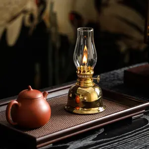 Adjustable Wick Outdoor Camping Oil Lamp, Ceramic Electroplated Finish, Indoor & Outdoor Use, No Power Needed, Decorative Table Light