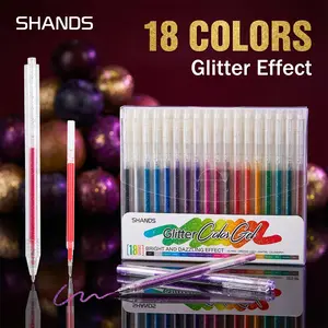SHANDS 18-Color Glitter Gel Pens Set Bright & Dazzling Metallic Glitter Smooth Writing Aesthetic Art Supplies for Scrapbooking & Calligraphy,Smooth Writing Aesthetic Art Supplies for Journaling, Scrapbooking & Calligraphy,Ultimate Anti-Smudge Art Markers