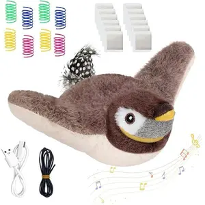 Cat Toys Flapping Birds with Catnip Bags, Rechargeable Chirping Interactive Kitten Toy Kicker, Lifelike Birdie Tweets, Indoor Enrichment Moving Wings Cat Exercise Toys for All Breeds Cat Dog(Oriole)