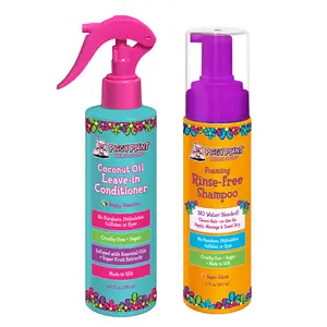 Piggy Paint Easy Peasy Hair Care 2-Pack - No-Water Rinse-Free Shampoo & Leave-In Conditioner for Soft, Fresh Hair - Vegan & Cruelty-Free