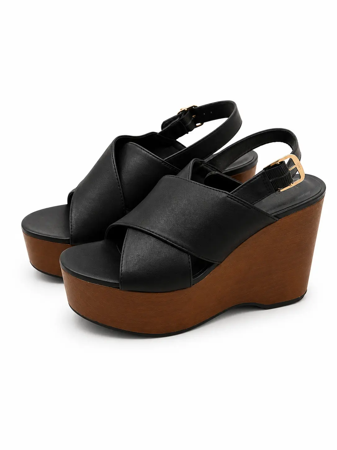 Black Wedge Platform Sandals