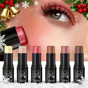 6pcs, 3 In 1 Multi-color Multifunctional Waterproof Makeup Sticks, Natural Face Multifunctional: Blush, Eyeshadow, Touch-ups, Lasting All Day, Moisturizing And Glossy, Pink And Brown Shimmering, A Must-have Gift!