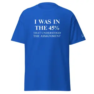 I was in the 45% That Understood The Assignment *original TEBA*  Short Sleeve Women's Cotton T-Shirt/Top Blue and Black Loose Fit graphic tees women
