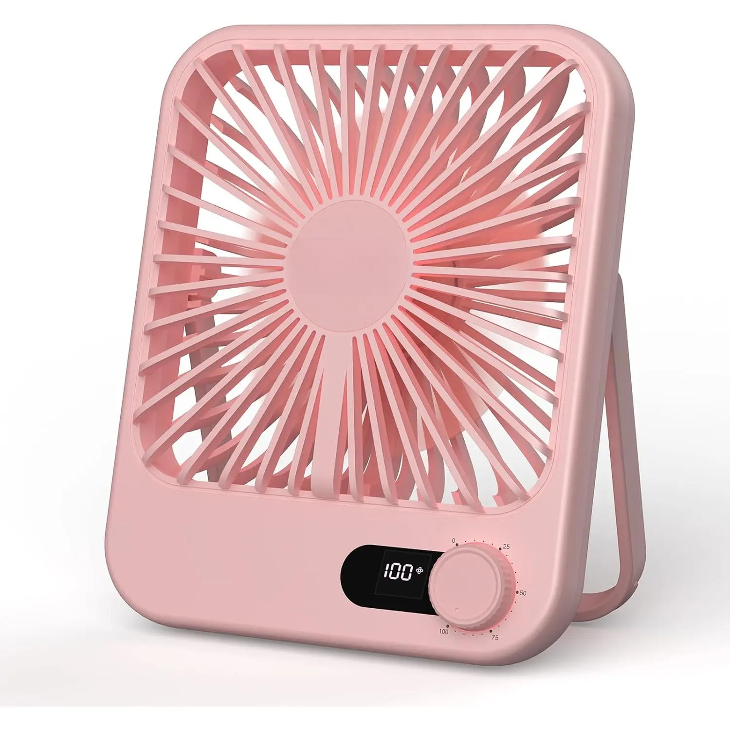 Desk Fan  Operated, USB Rechargeable Fan, 2400 mAh 180? Quiet Personal Fan With Power Display, 100 Speeds Adjustable Table Fan for Desktop, Home, Travel