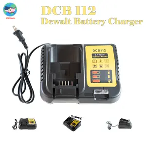For Dewalt battery charger replacement DCB112 Li-Ion Battery Charger for Dewalt, Black, 10.8V-20V Compatible, Fast 2A Charging, 5.5x4x2.4 Inch, with Overheating Protection
