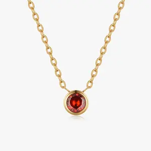 Red Single Gem Necklace in Gold