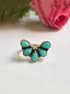 Chic Vintage Boho Synthetic Turquoise Ring for Women Silvery Stackable Ring Statement Ring Daily Jewelry Anniversary Christmas Gift  Suitable for Both Men and Women