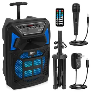 Portable Bluetooth PA Speaker 400W, LED Lights, Mic, Wheels, Rechargeable Portable Bluetooth PA Speaker 400W, LED Lights, Mic, Wheels, Rechargeable