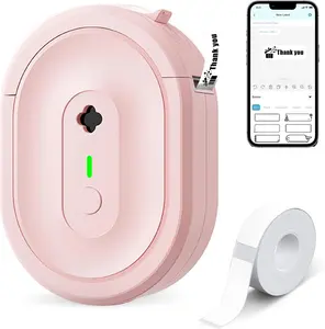 Label Maker Machine with Tape, N12 Portable Bluetooth Label Printer, Wireless Mini Label Makers Thermal Sticker with Multiple Templates for Home, Kitchen, School, Office Organization, Pink