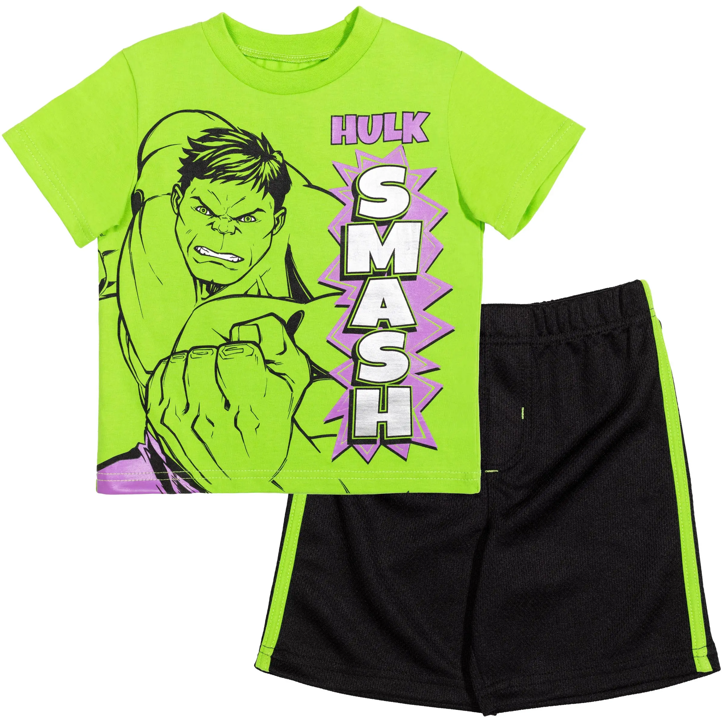 Marvel Comics Boys' Superhero 2-Piece Athletic T-Shirt and Shorts Set, Casual Printed Logo Outfit for Toddler (3-4 Years) to Big Kid, Two Piece Set, Clothes