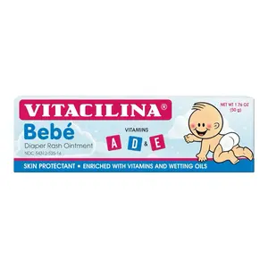 Vitacilina Bebe Diaper Rash Ointment 1.76 oz Skin Protectant Enriched with Vitamins A D E & Wetting Oils for Diaper Rash
