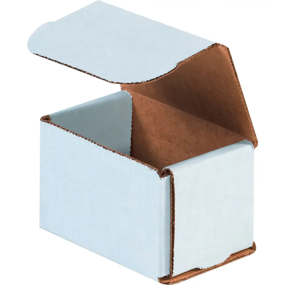Global Industrial B40134 Double-Wall White Corrugated Mailers - Lightweight, Crush-Resistant, Super Strong, 3x2x2 in, No Glue Needed, Postage-Suitable, Pack of 50 - Corrugated Cardboard, Package Delivery Box, Reinforced Paper Envelopes & Postal Supplies