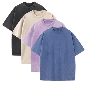 (Bundle & Save) 4-Pack Heavyweight Acid Wash Shirts - Unisex Oversized Vintage Cotton Tees, Baggy Gym Tops