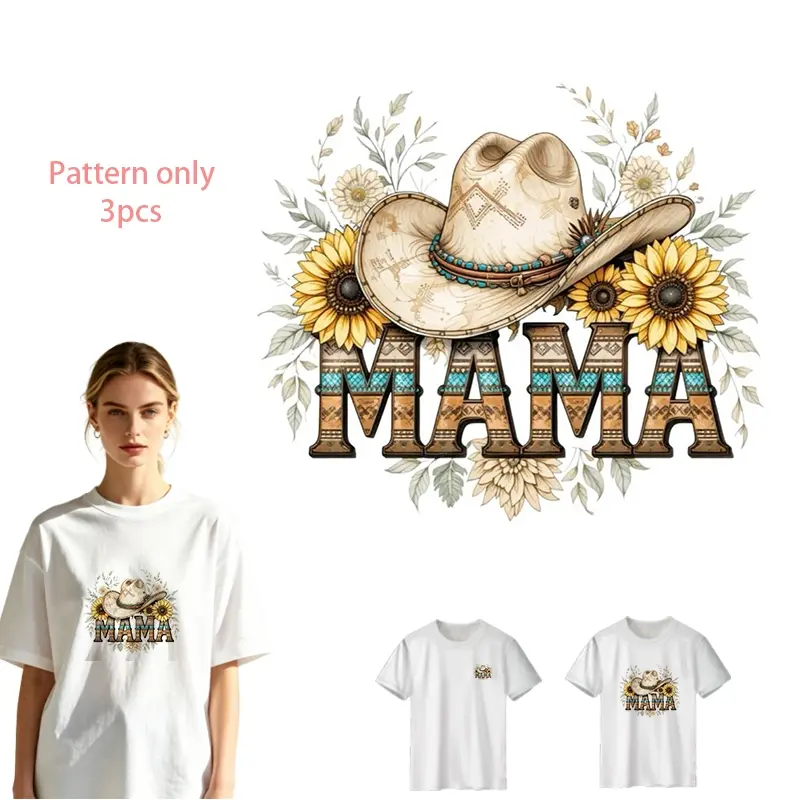 Vintage Cowboy Hat with Sunflower Pattern - DTF Heat Transfer Vinyl for DIY Clothing, T-shirts, Jeans, Hoodies, Backpacks, Washable Design, Creative Fashion Sticker