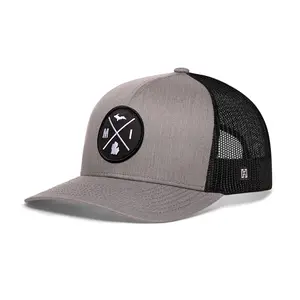 Michigan Trucker Hat  |  Gray-Black MI X Snapback