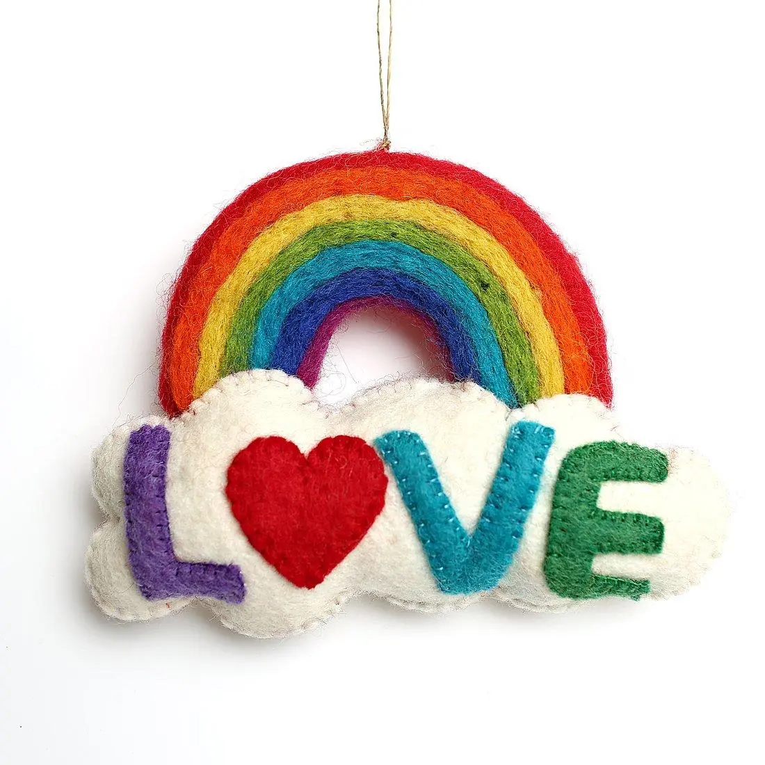 Rainbow Love Cloud Handmade Felt Ornament - Perfect for Holidays or Everyday