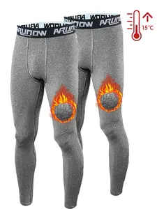 Mens Thermal Underwear Set, Moisture Wicking Long Sleeve Compression Shirt & Athletic Leggings, Lightweight Long Johns Thermal Base Layer Top and Bottoms for Running, Thermal Menswear