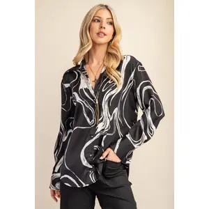 Marble Print Satin Blouse