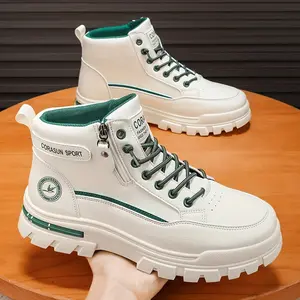 Men's Winter High Top Snow Boots with Zipper Waterproof PU Upper Anti Slip Wear Resistant Sole for Outdoor Hiking Trekking