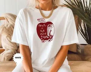 [SALE UP TO 40% ] Fear Is The Mind Killer Shirt, Funny Worm Shirt, Mental Health Sweatshirt, Motivational Hoodie, Book Lover Gift, Bookworm T-Shirt