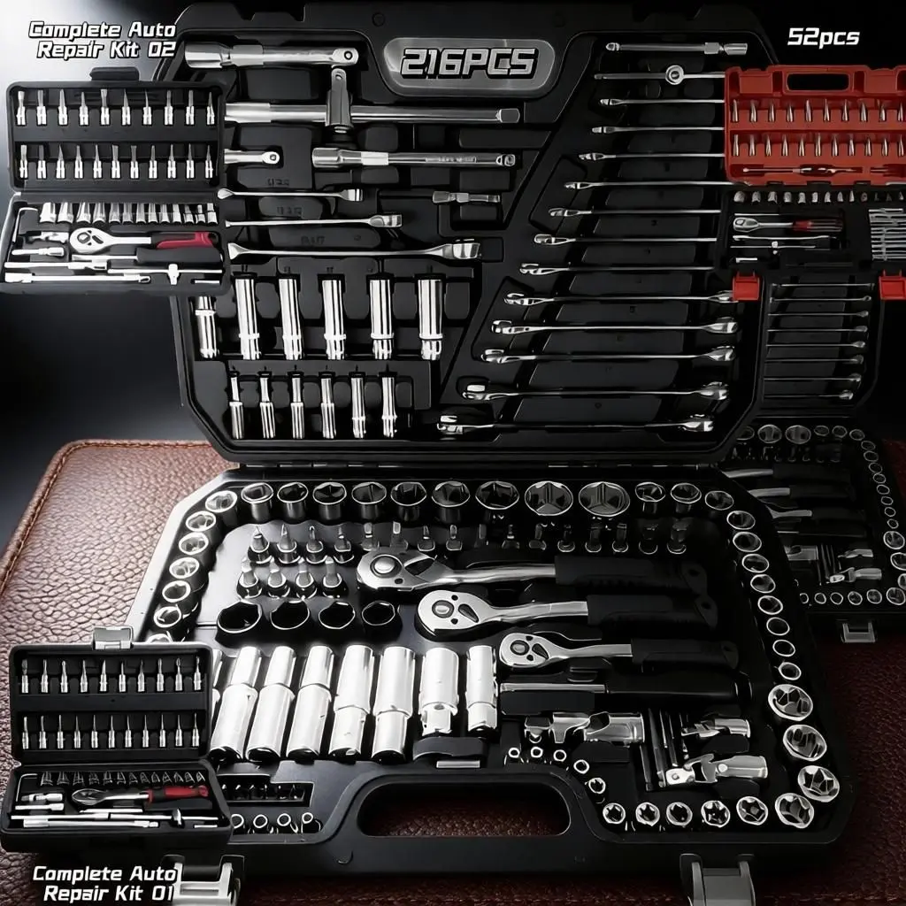 ‌Multi-Functional Toolbox 45/52/216Pcs‌ – Professional Portable Tool Set for Home & Car Repair, Ideal Gift for Friends, Enthusiasts & Professionals, Local Shipping