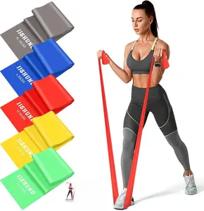 5 Pcs Resistance Bands, Professional Exercise Bands Elastic Stretch Bands for Fitness Yoga Pilates Stretching Strength Training, Workout Bands for Women and Men Home Gym