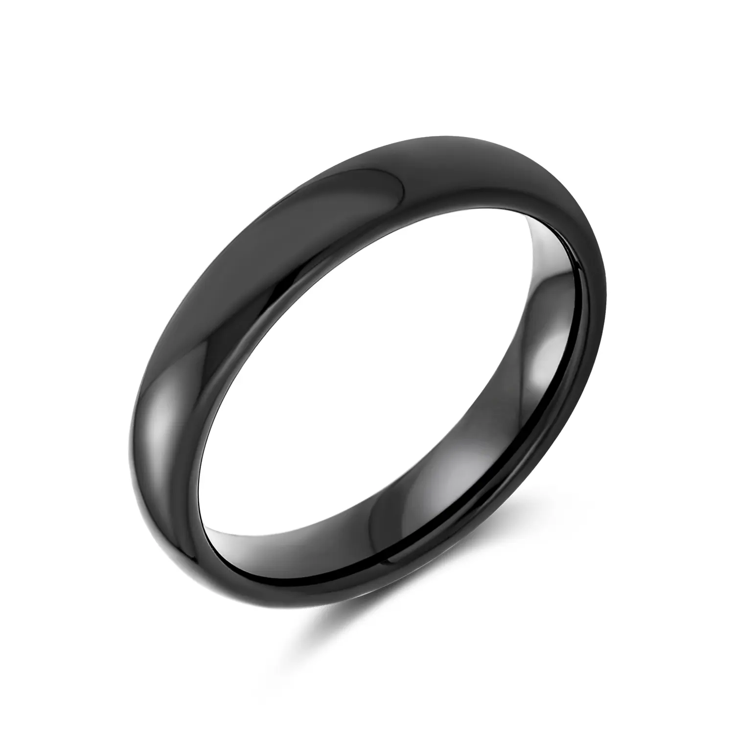 Dome Wedding Band Ring Black Rose Gold Titanium Comfort Fit 4MM