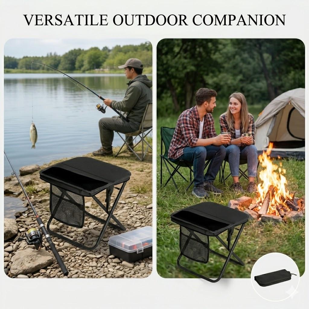 Portable Folding Fishing Stool Mini Camping Chair, Ultralight Compact Stool for Outdoor Hiking, Lightweight Small Seat with Carry Bag, Collapsible Pocket Bench for Travel, Concerts, and Gardening