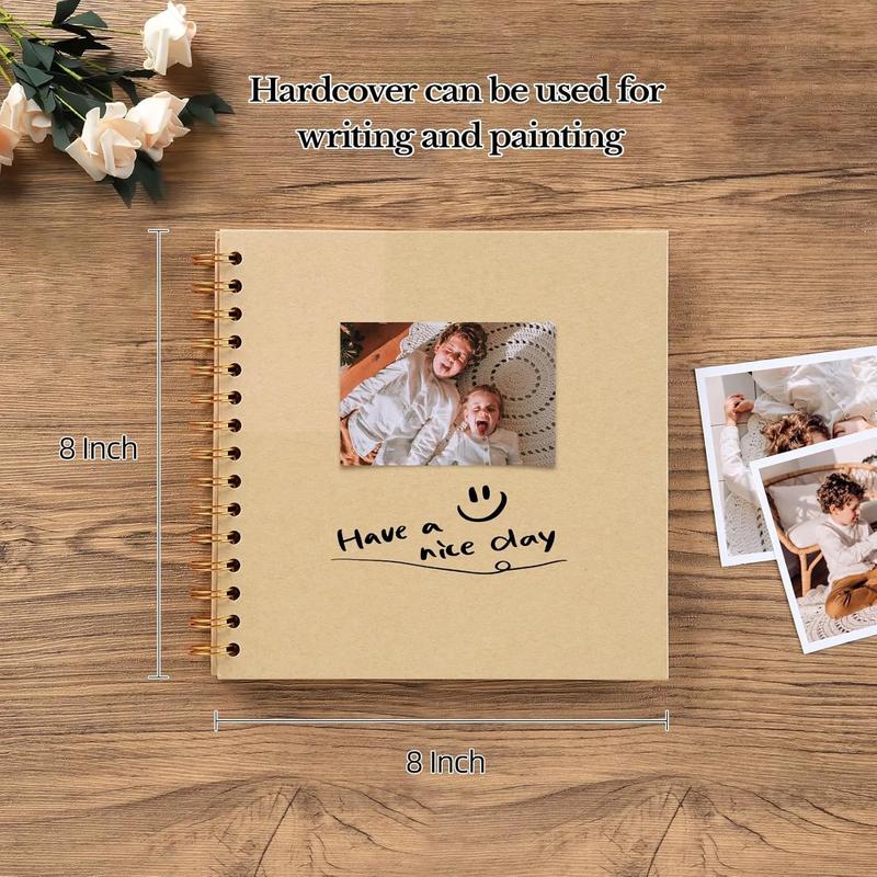 8 x 8 Inch DIY Scrapbook Album 40 Pages Hardcover Kraft Paper Scrap Book Photo Albums Memory Book for Wedding and Anniversary Family (Yellow, 8 Inch)