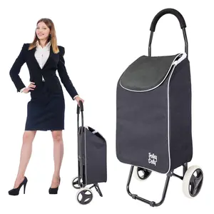 dbest products Trolley Dolly Sport Foldable Shopping cart for Groceries with Wheels and Removable Bag and Rolling Personal Handtruck Carrito de Compras con Ruedas, Black
