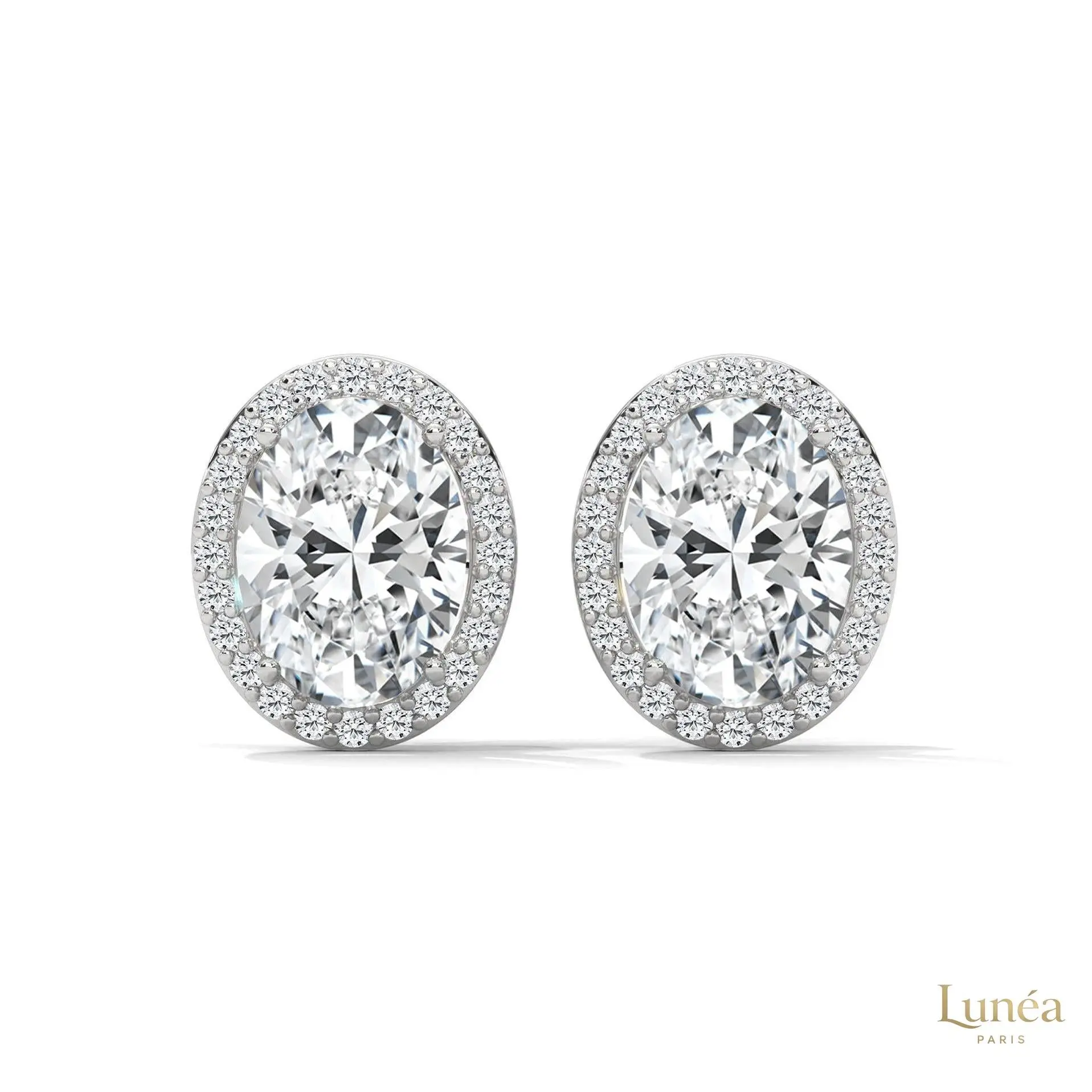 1.25 CT. Oval Halo Lab Diamond Stud Earrings | Lab Grown | 14K Gold & Platinum
