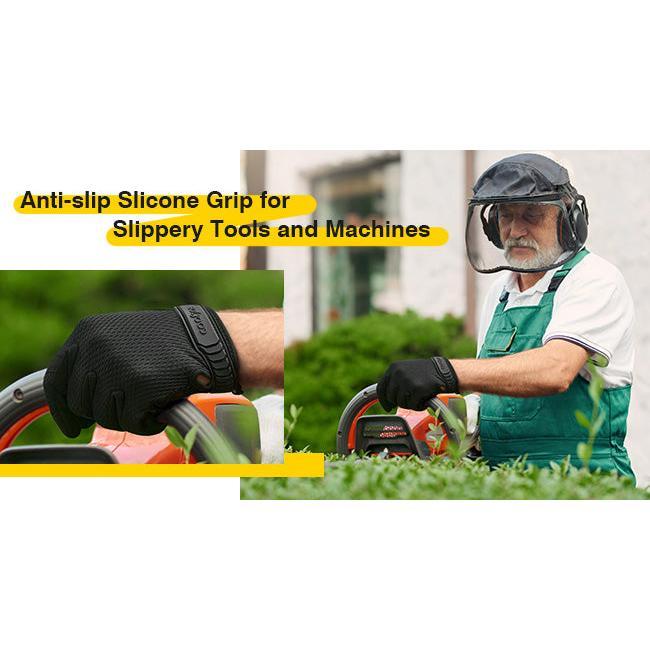 COOLJOB Mechanic Safety Work Gloves, Enhanced Anti-Slip Grip Tactical Gloves, Touchscreen (Skull)